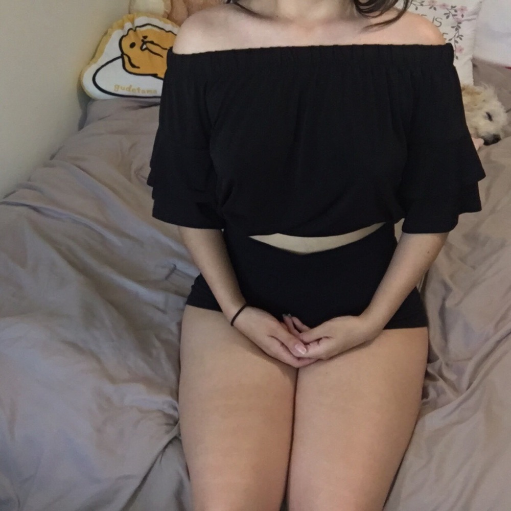 Never-worn off the shoulder black crop top